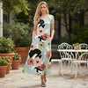 Short Sleeve Maxi Dress with Pockets - Abstract