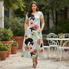 Short Sleeve Maxi Dress with Pockets - Abstract