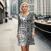 Long Sleeve Swing Dress with Pockets - Abstract