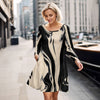 Long Sleeve Swing Dress with Pockets - Abstract Swirls