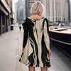 Long Sleeve Swing Dress with Pockets - Abstract Swirls