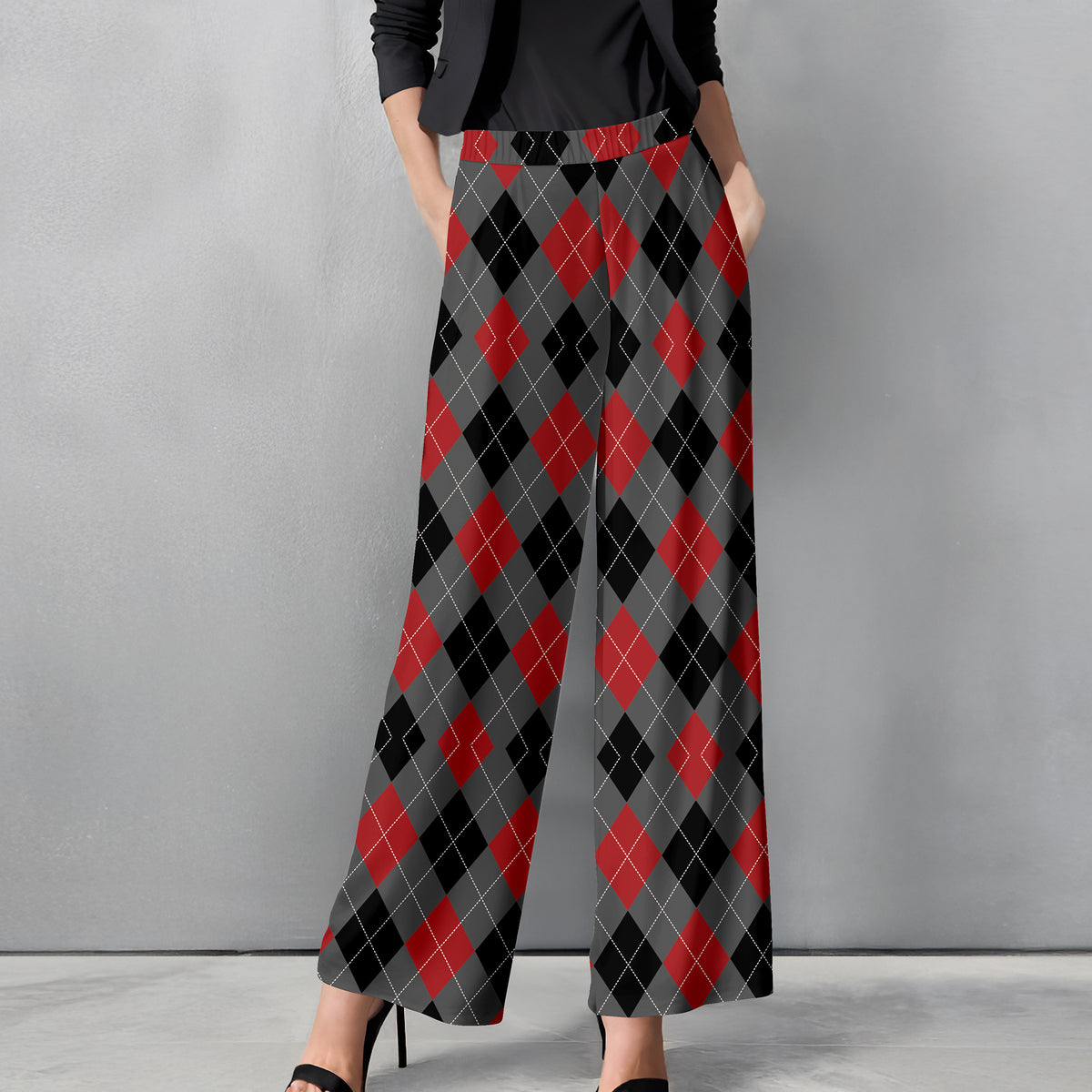 Straight Leg Pants with Pockets - Argyle