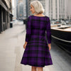Long Sleeve Swing Dress with Pockets - Plaid