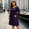 Long Sleeve Swing Dress with Pockets - Plaid