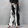 Straight Leg Pants with Pockets - Abstract