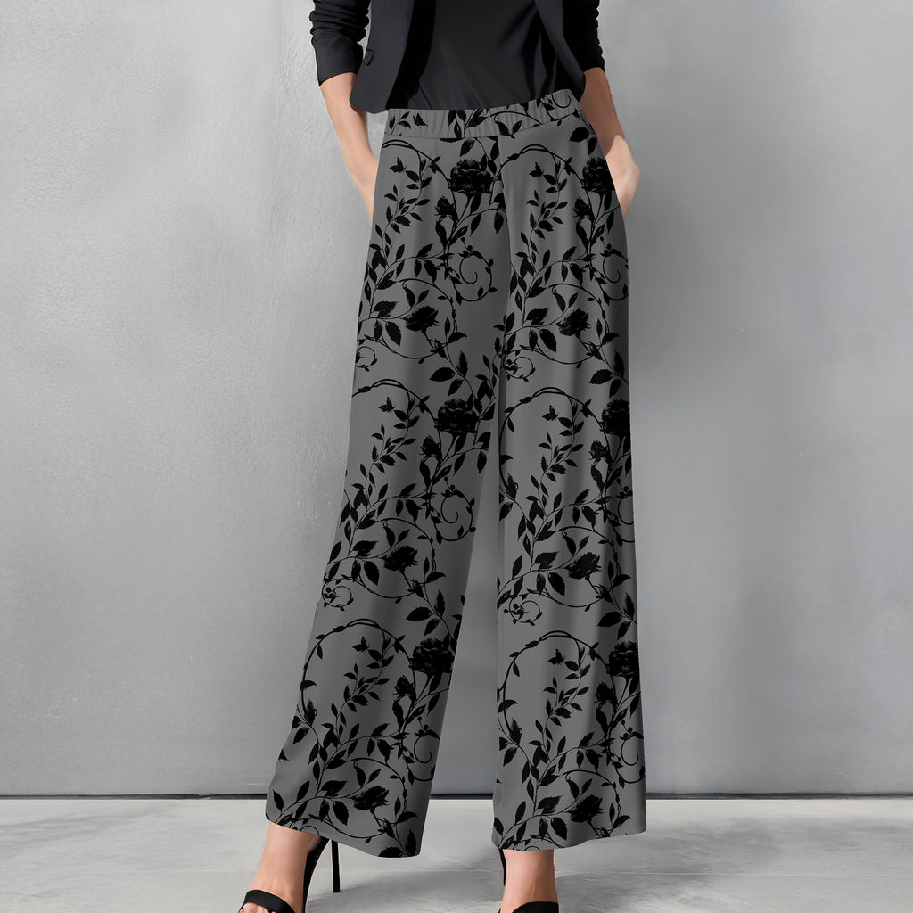 Straight Leg Pants with Pockets - Floral