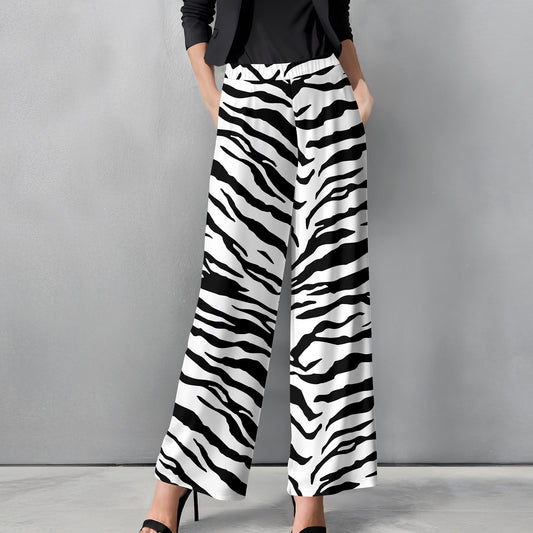 Straight Leg Pants with Pockets - Animal Print