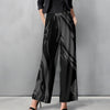 Straight Leg Pants with Pockets - Abstract