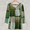 Long Sleeve V Neck Tunic - Abstract Geometric