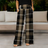 Wide Leg Pants with Pockets - Plaid