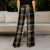 Wide Leg Pants with Pockets - Plaid