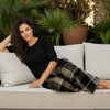 Wide Leg Pants with Pockets - Plaid