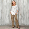 2 Piece Set - Pleated Three Quarter Sleeve Tunic and Pocket Pants - Floral