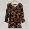 Long Sleeve V Neck Tunic - Floral