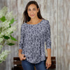 Pleated Three-Quarter Sleeve Tunic - Floral