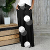 Drawstring Maxi Skirt with Side Pockets - Polka Dots