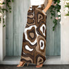 Drawstring Maxi Skirt with Side Pockets - Abstract Swirl