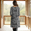 Three Quarter Sleeve Pleated Dress with Pockets - Floral