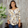 Pleated Three-Quarter Sleeve Tunic - Floral