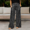 Wide Leg Pants with Pockets - Striped