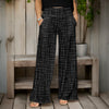 Wide Leg Pants with Pockets - Crosshatch