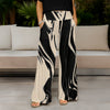 Wide Leg Pants with Pockets - Abstract Swirls