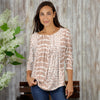 Pleated Three-Quarter Sleeve Tunic - Abstract
