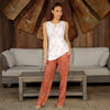 2 Piece Set -  Sleeveless Keyhole Top & Pocket Pants - Floral