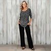 2 Piece Set - Pleated Three Quarter Sleeve Tunic and Pocket Pants - Filigree
