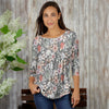 Pleated Three-Quarter Sleeve Tunic - Floral