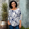 Pleated Three-Quarter Sleeve Tunic - Floral