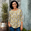 Pleated Three-Quarter Sleeve Tunic - Floral