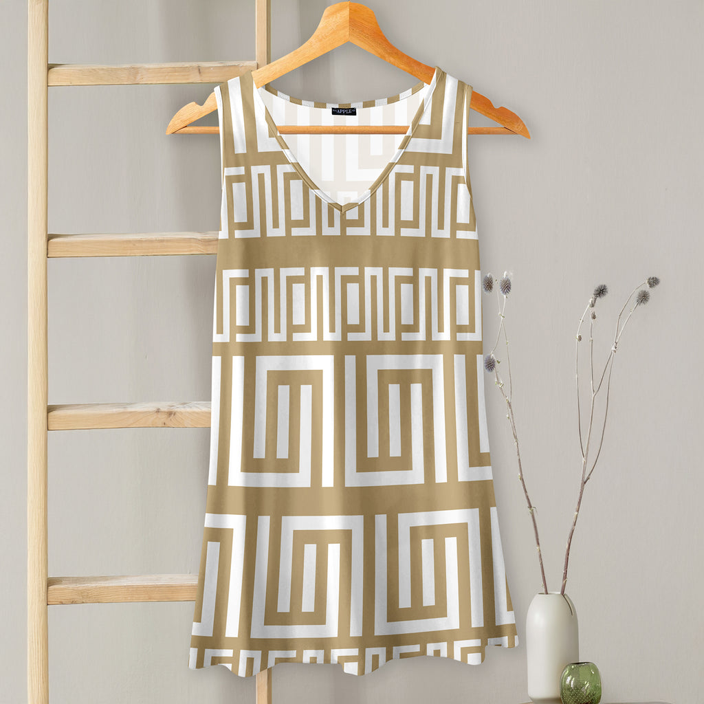 V-neck Sleeveless Top - Greek Keys