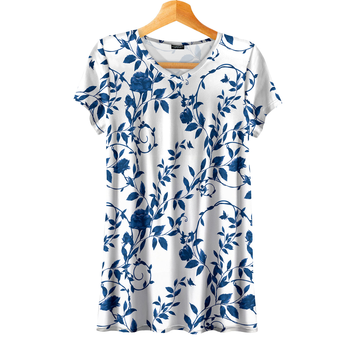 Short Sleeve V-Neck Tunic - Floral