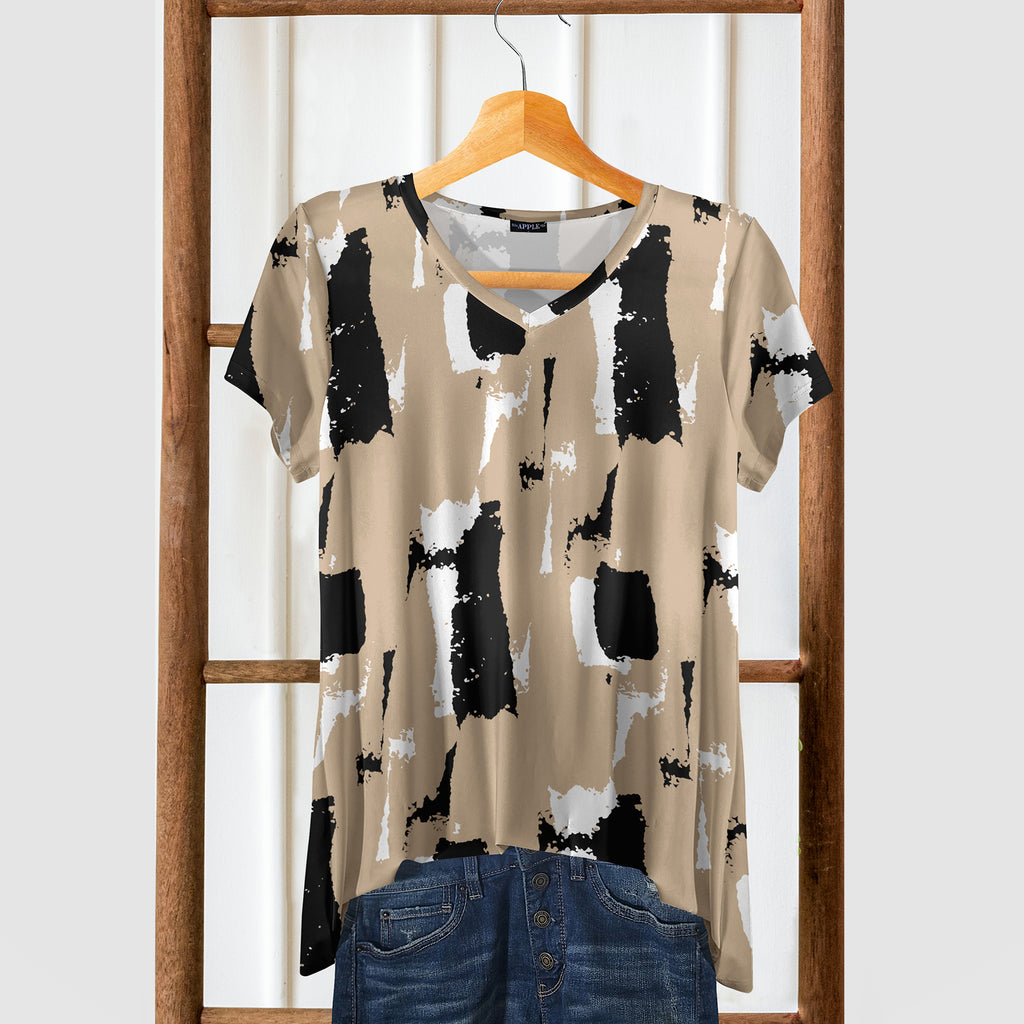 Short Sleeve V-Neck Tunic - Abstract
