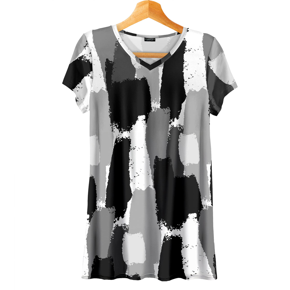 Short Sleeve V-Neck Tunic - Abstract