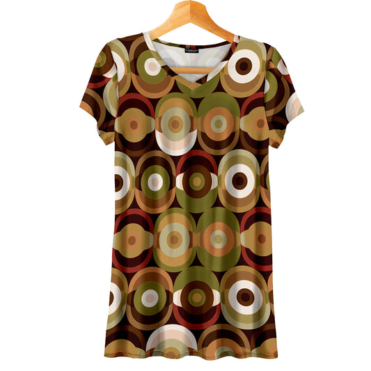 Short Sleeve V-Neck Tunic - Geometric