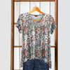 Short Sleeve V-Neck Tunic - Floral