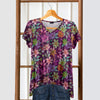Short Sleeve V-Neck Tunic - Floral