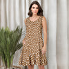 Sleeveless Ruffle Hem Dress with Pockets - Abstract