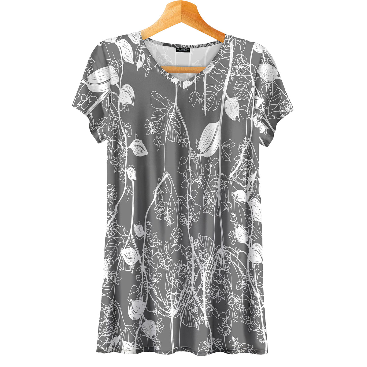 Short Sleeve V-Neck Tunic - Floral