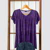 Short Sleeve V-Neck Tunic - Abstract Line Art