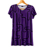 Short Sleeve V-Neck Tunic - Abstract Line Art