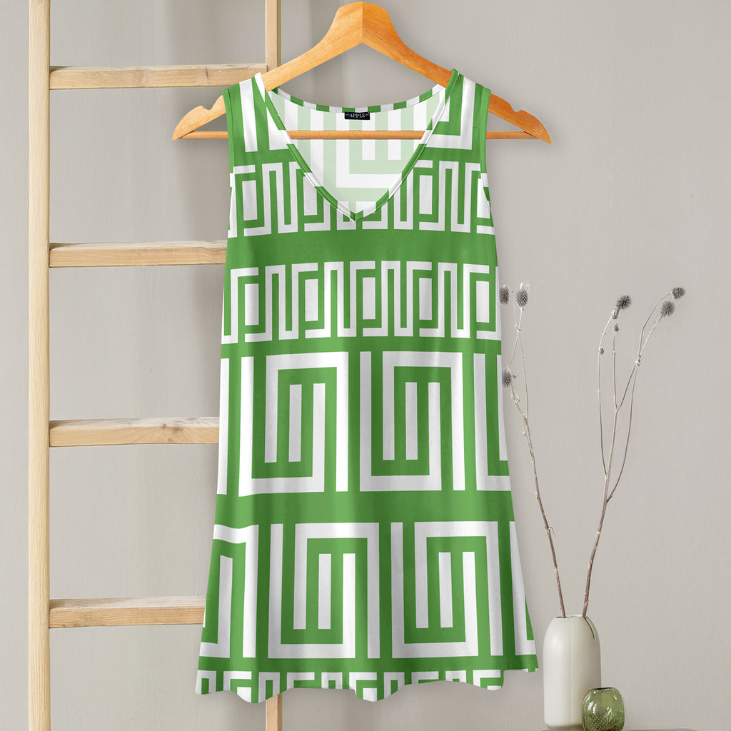 V-neck Sleeveless Top - Greek Keys