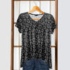 Short Sleeve V-Neck Tunic - Animal Print
