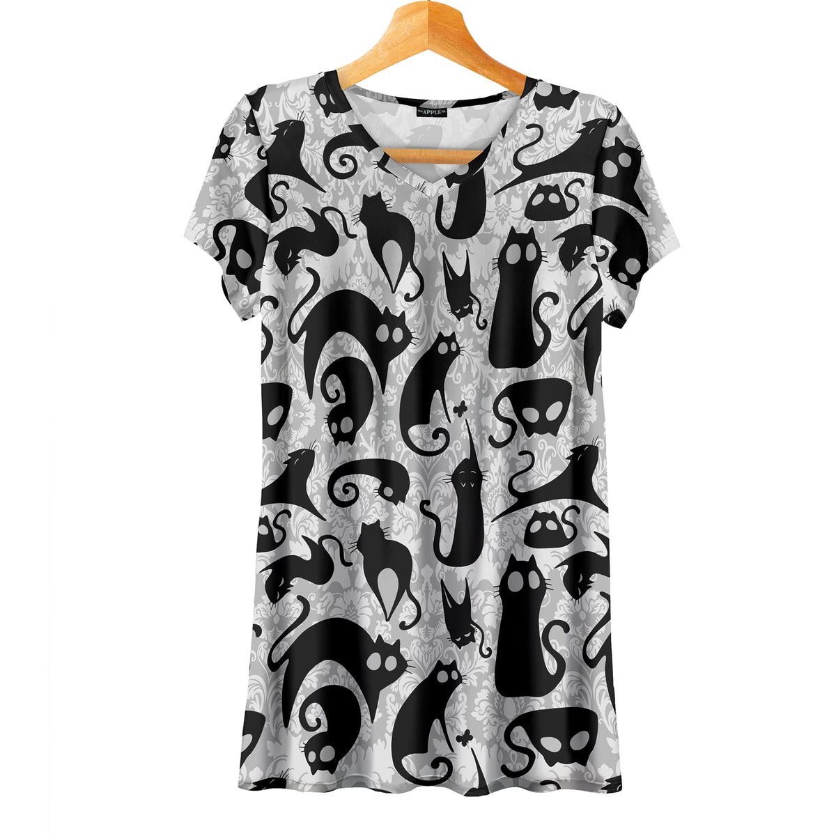 Short Sleeve V-Neck Tunic - Cats