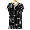 Short Sleeve V-Neck Tunic - Abstract Line Art