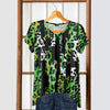 Short Sleeve V-Neck Tunic - Abstract Animal Print