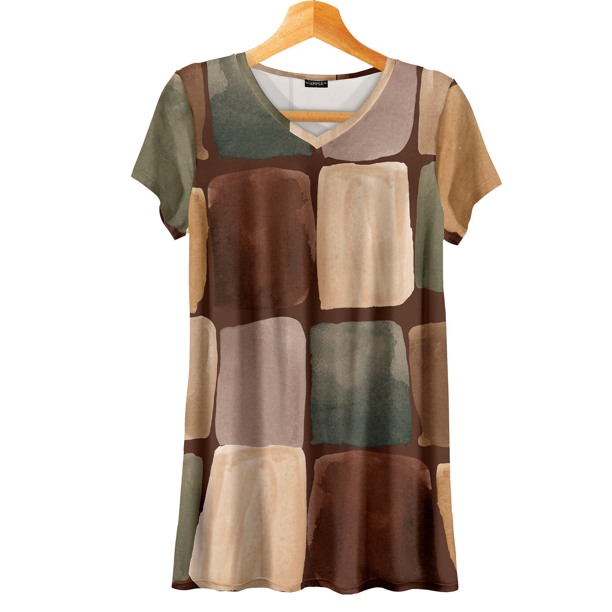 Short Sleeve V-Neck Tunic - Geometric
