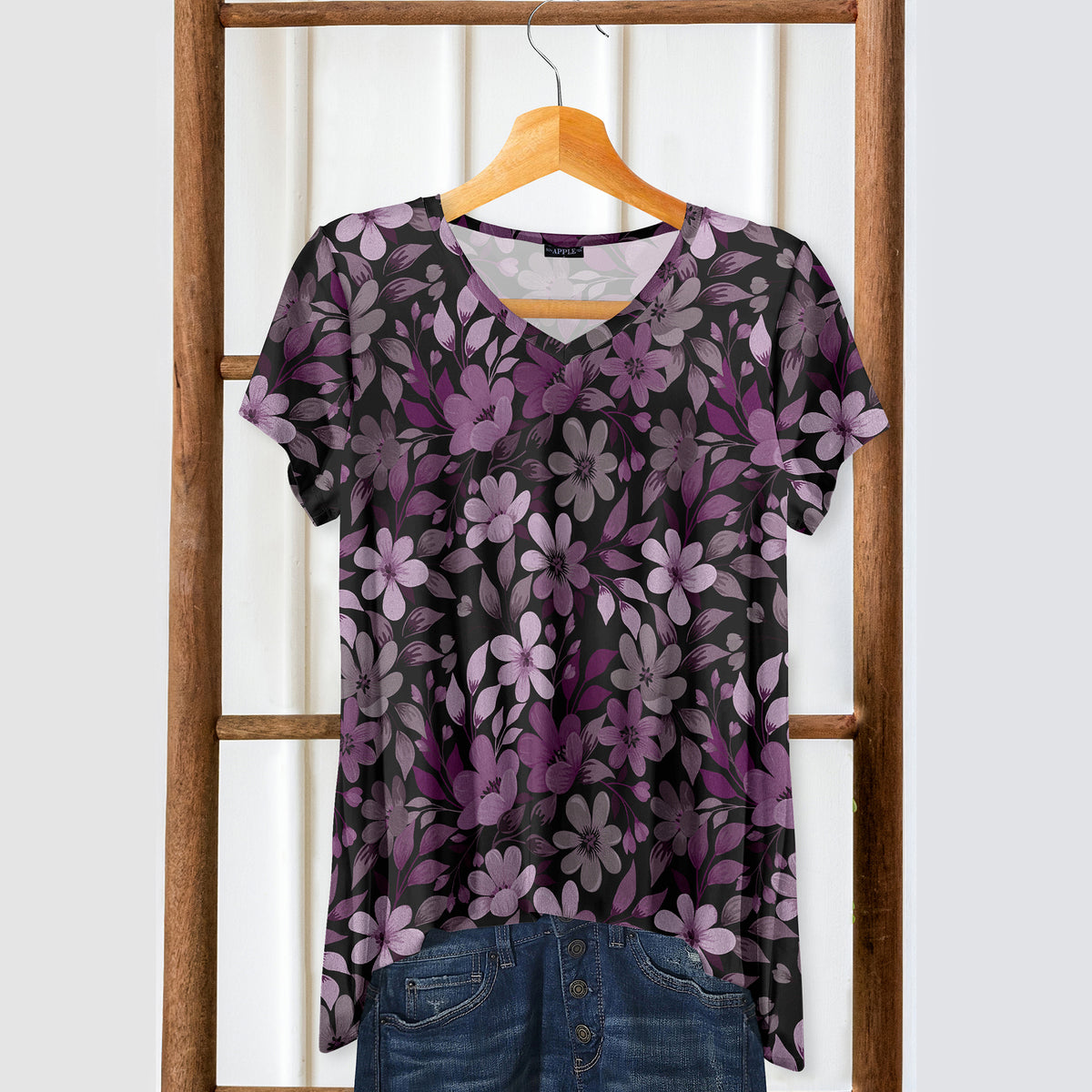 Short Sleeve V-Neck Tunic - Floral
